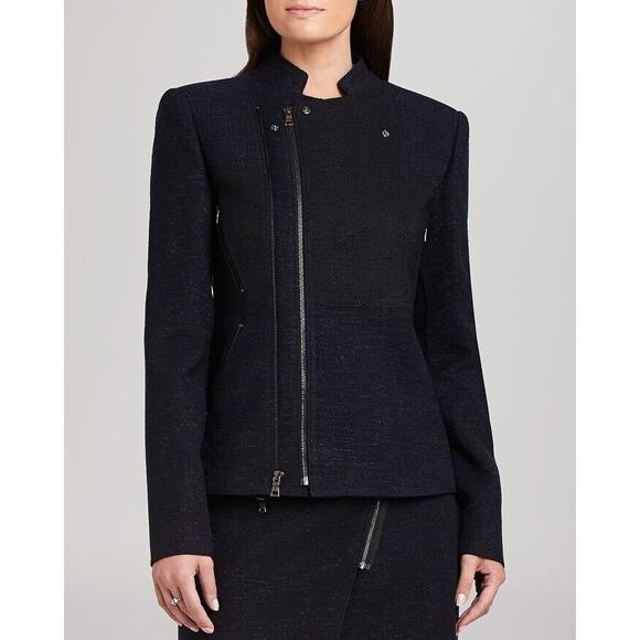 BCBGMAXAZRIA Darin Tweed Moto Military Style Jacket Coat Blue Black XS - Picture 3 of 9